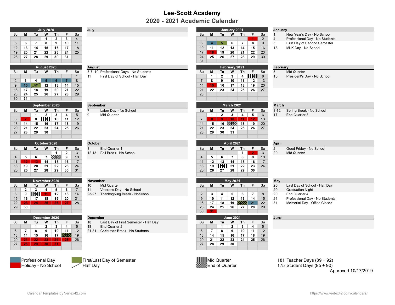 university of alabama calendar 2021 Academic Calendar Lee Scott Academy university of alabama calendar 2021