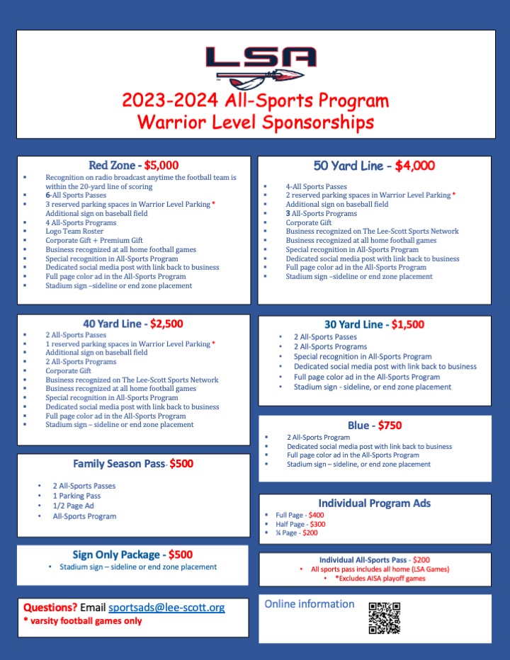 2023-24 All-Sports Program Warrior Level Sponsorships